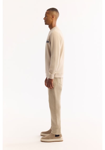 Avva Erkek Bej Bisiklet Yaka Pamuklu Bi-stretch Baskılı Regular Fit Sweatshirt A52y1260