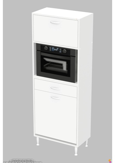 Vio 60 Cm Fırın Dolabı Sepetli Çekmeceli 1 Kapak Mini Midi Mutfak Dolabı 60 Cm