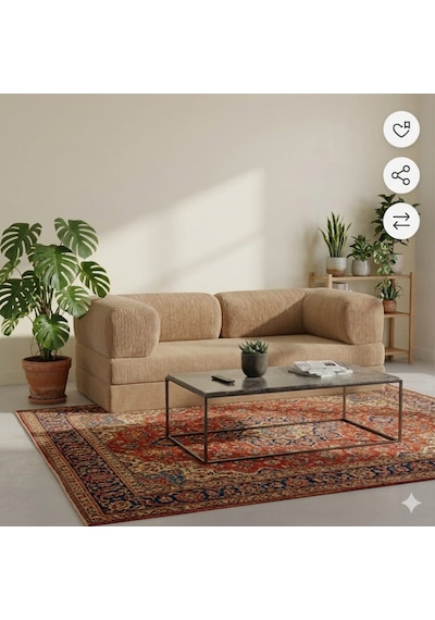 Herev 160x80 Sünger Koltuk İki Kişilik Kanepe Yataklı Yıkanabilir Kadife Kumaşlı Haki