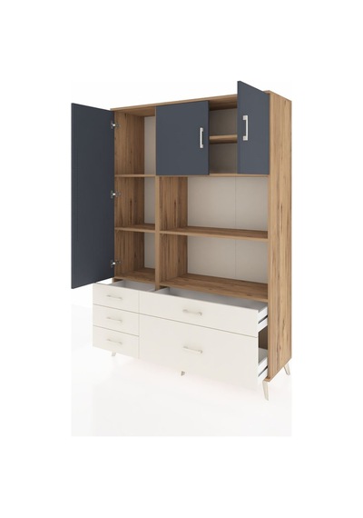 Hyperion Dolap 7 Raflı 5 Çekmeceli 3 Kapaklı 132x44x195 Çam-antrasit/aytaşı Antrasıt/aytası Hyperion Dolap 7 Raflı 5 Çekmeceli 3 Kapaklı 132x44x195 Çam-antrasit/aytaşı Antrasıt/aytası