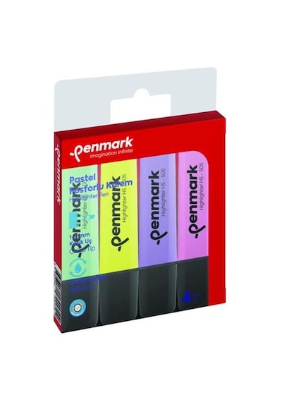 Penmark Fosforlu Kalem 4 Lü Karışık Renk Pastel HS 505 4P