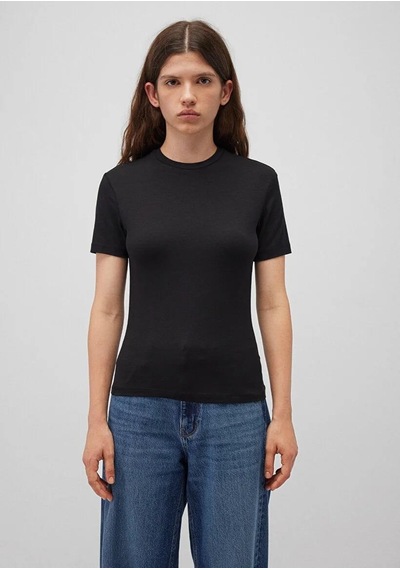 Mavi Yuvarlak Yaka Basıc Siyah Kadın T-shirt 1600963-900 Siyah