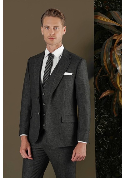 Efor Tk 876 Slim Fit Antrasit Klasik Takım Elbise Antrasit