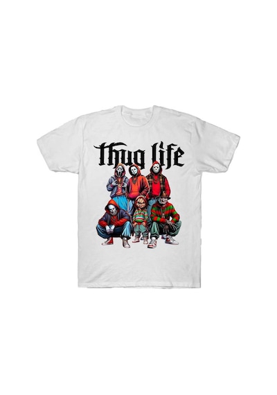 Flood Of Style Thug Life Tişörtleri Korku Karakterleri Katil Ekibi Kentsel Korku Filmi Tişörtü Erkekler Kadı Beyaz