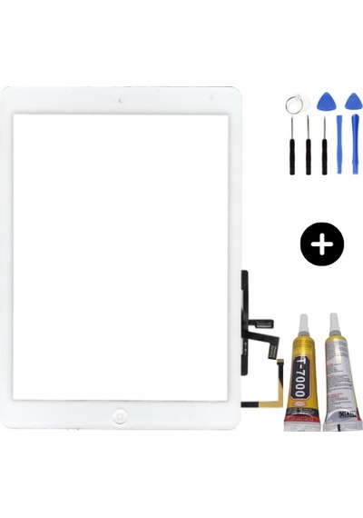 Apple Uyumlu iPad  Air 1.nesil A1474-a1475-a1476 A Kalite Dokunmatik Beyaz + Montaj Seti