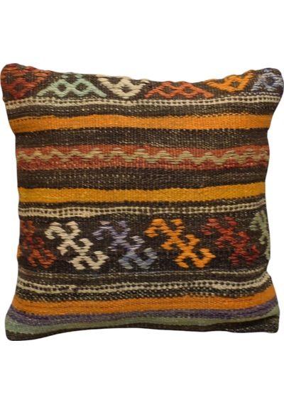 Zehra Abla Halı Yeni El Dokuma Dekoratif Kilim Kırlent Yastık Kılıfı 6797 Çok Renkli