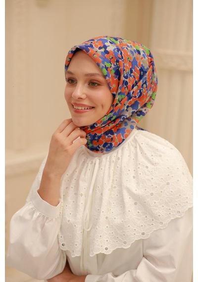 Silk Home Soft Eşarp 73081-18 Taş, Turuncu, İndigo, Lacivert, Yeşil