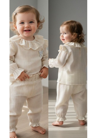 Babyhola Kız Bebek Takım Bayramlık Fiyonk Detaylı Simli Müslin İkili Set 2006 Gümüş
