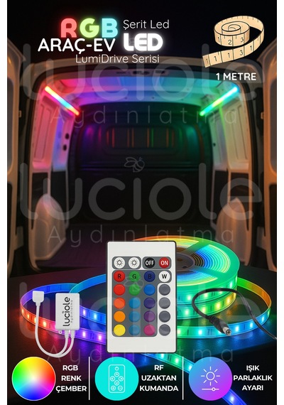 Lumidrive 1m Rgb 5050 Led Şerit 24 Tuş Kumanda, Modüllü Sistem, Yapışkanlı