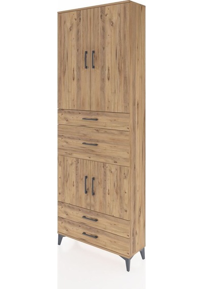 Arges Dolap 4 Raflı 4 Çekmeceli 4 Kapaklı 88x30x243 Çam-çam Atlas Çam