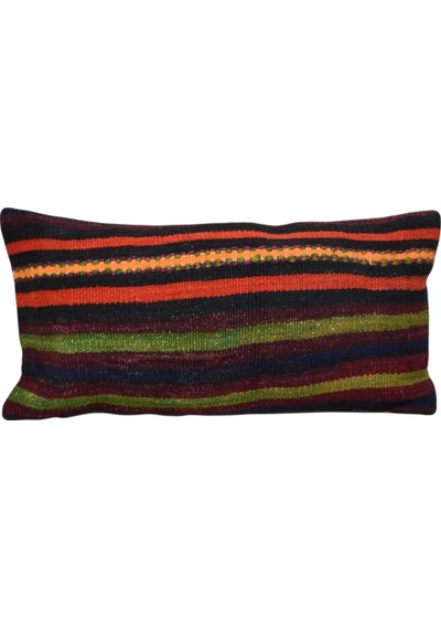 Zehra Abla Halı Yeni El Dokuma Dekoratif Lumbar Kilim Kırlent Yastık Kılıfı 6196