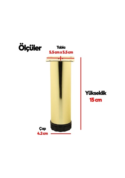 Lexroo Ayarlanabilir Mobilya Kanepe Baza Koltuk Metal Destek Yükseltici Ayağı 15 Cm Gold Ayakları 8