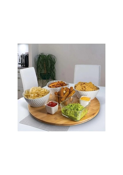 Bambu 30 Cm Yuvarlak Pasta Pizza Sunum Tabağı Kahvaltılık Kahverengi