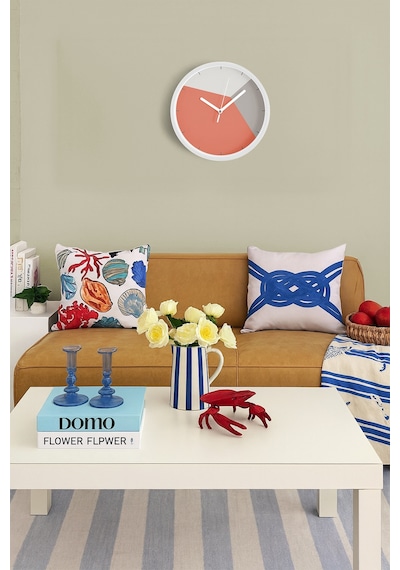 Soyut Geometrik Temalı Modern Duvar Saati - 30cm - Önü Camlı Beyaz Kasa - Sessiz Mekanizma-jh0438 Beyaz