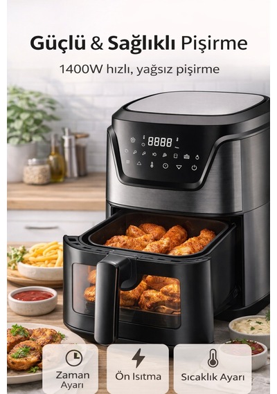 Hiking HAF-502 6 LT Digital Air Fryer Yağsız Fritöz