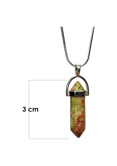 Unakit Doğal Taşı Zincirli El Yapımı Kolye Uç: 3 Cm Zincir: 20 Cm Kutulu Çok renkli