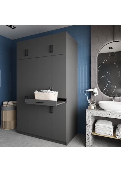 Modena Çamaşır Ve Kurutma Makinesi Dolabı Banyo Dolabı Füme Füme