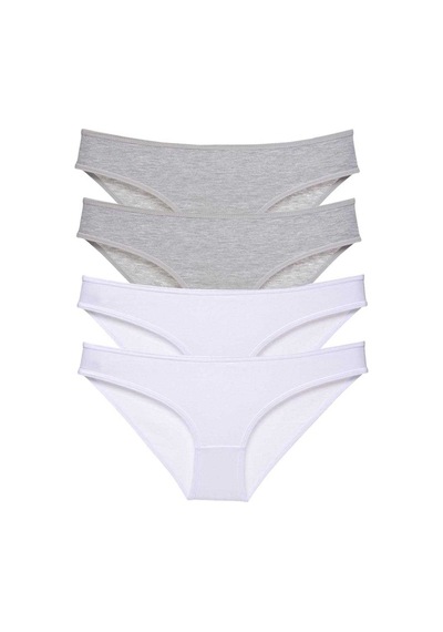 Royaleks 4 adet Süper Eko Set Likralı Kadın Slip Külot Gri Beyaz RYL-EKO4018 Çok Renkli