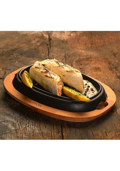 Lava Döküm Oval Fajita Tabağı Ölçü 12x19cm.