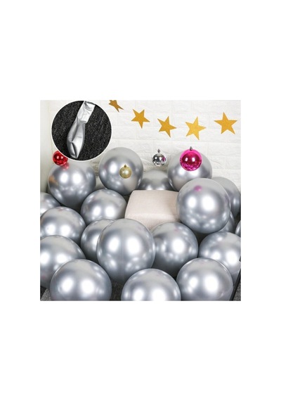 Gümüş Krom Metalik Balon Aynalı Balon 10 Adet Diğer