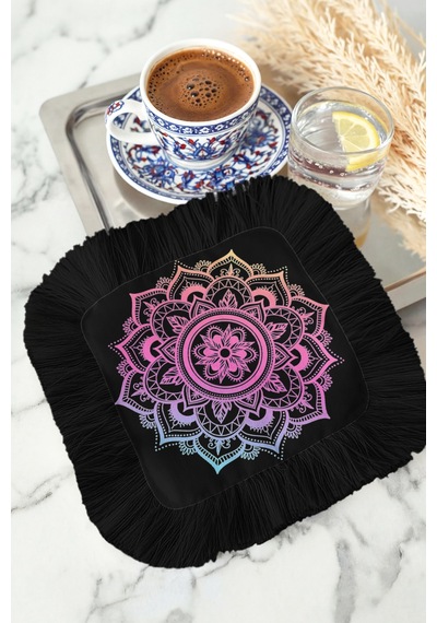 Mandala Işıltılı Saçaklı Kahve Yanı Sunumluk Peçete - Renk Geçişli Bohem Siyah Bardak Altlığı Mendil Sedefli Altın Sarısı Mandala Işıltılı Saçaklı Kahve Yanı Sunumluk Peçete - Renk Geçişli Bohem Siyah Bardak Altlığı Mendil Sedefli Altın Sarısı