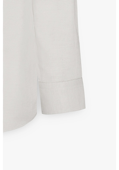AC&Co / Altınyıldız Classics Erkek Bej Slim Fit Dar Kesim Klasik Yaka Pamuklu Armürlü Gömlek Bej