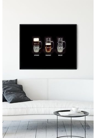 Pster12888 Optimist - Pesimist Eğlenceli Mizahi Çerçeveli Tablo 30 X 40cm