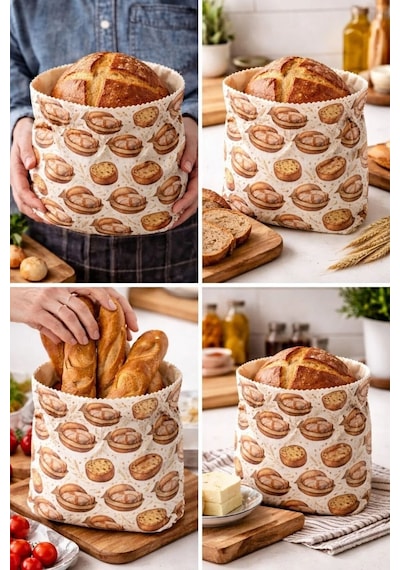 Balmumlu Ekmek Saklama Torbası – 35x35 cm -