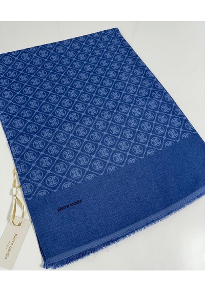 Pierre Cardin Elegans Monogram Şal-75 X 190-090700-922 İndigo Mavi İndigo Mavi