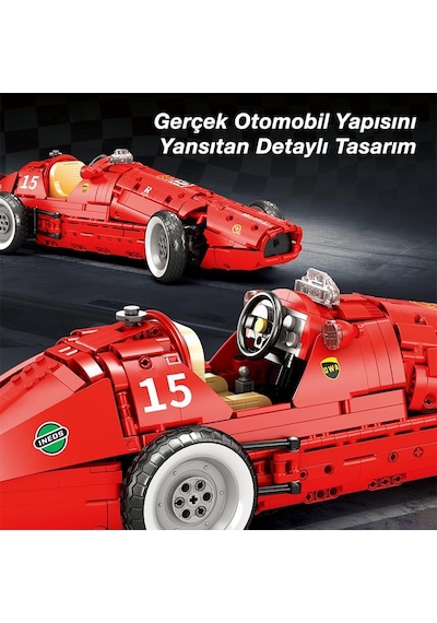 Reobrix Technic 11038 Ferrari 500 F2 Araba Yaratıcı Yapı Blok Seti Building Blocks - 1809 Parça