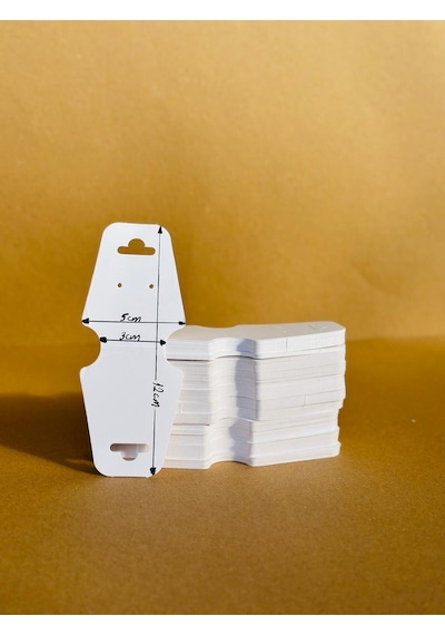 100 Adet Beyaz Takı Kartı 12.2 5x3 Cm Küpe Kolye Bileklik Sunum Kartı Bristol Takı Sergi Kartı