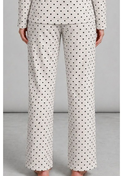 Kadın Uzun Kol Rahat Beyaz Pijama Takımı 4758