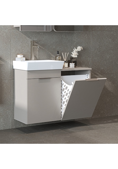 Dubai Kapaklı Ve Sepetli 92.2 Cm Mdflam Banyo Dolabı, Lavabolu Banyo Alt Dolabı Kumtaşı Dubai Kapaklı Ve Sepetli 92.2 Cm Mdflam Banyo Dolabı, Lavabolu Banyo Alt Dolabı Kumtaşı