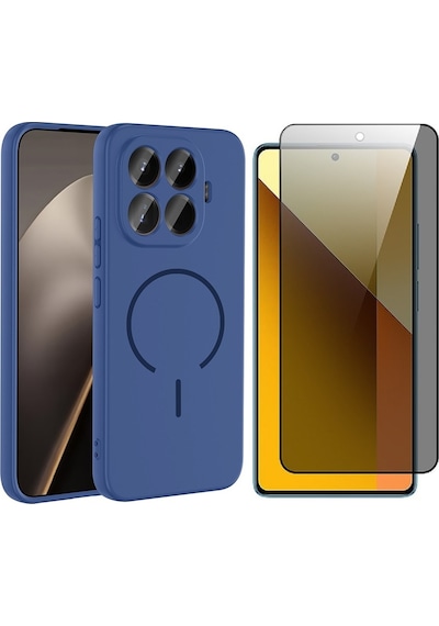 Vendas Xiaomi 15t Pro Kılıf M-safe Şarj Özellikli Zore Meta Kapak + Hayalet Ekran Koruyucu Lacivert