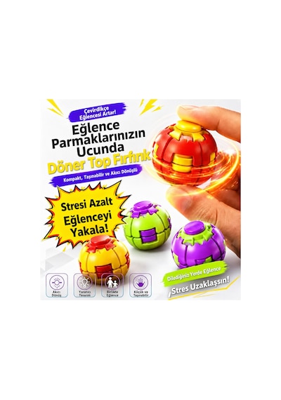 Fırfırik Kinetik Top Duyusal Oyuncak Bas Döndür Stres Topu Spinner Ball Fidget Toy