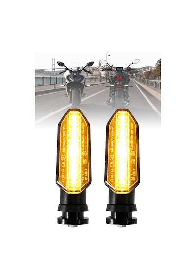 Motosiklet Led Ön Sinyal Lambası Gündüz Led Ve Kayan Sinyal Sarı/amber