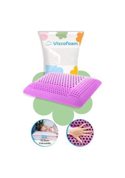 Viscofoam Air Terapi Hava Kanallı Ortopedik Yastık Visco Yastık Mor 60x40x16cm