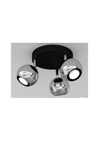 Mylights Spor Led Avize Hareketli Başlık Gün Işığı Ampullü Küre Led Spot Üçlü Krom Başlıklı Siyah