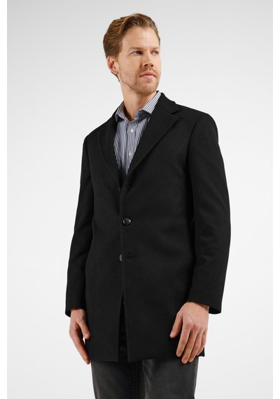 İmza Siyah Mono Yaka Esnek Slim Fit Classic Kaşe Palto 1005255101 Siyah