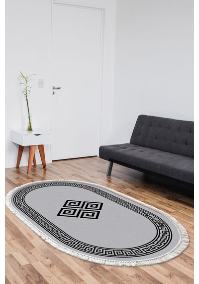 Eko Trend Djt Halı Yıkanabilir Kaymaz Taban 656m Oval Modern gri
