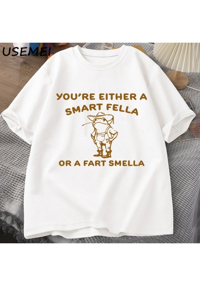 Flood Of Style Bir Akıllı T-shirts T-shirt Boy Retro Karikatür T Shirt Garip Kovboy Kurbağa T Shirt Kadın Er Beyaz