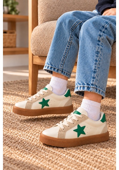 Çocuk Esnek Sneaker Yeşil/beyaz