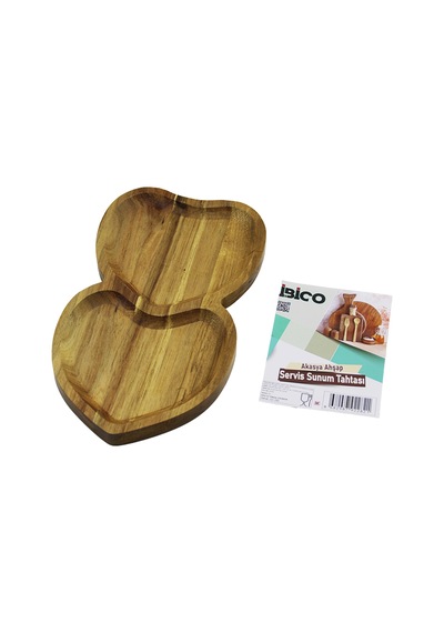 Akasya Kalpli 2 Bölmeli Ahşap Servis Tepsisi 25x14x1.4 Cm 80 x 180
