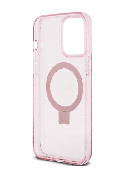 Apple Uyumlu iPhone 15 Pro Max Kılıf Guess Lisanslı Magsafe Özellikli Simli Ring Standlı