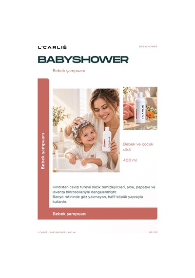L'carlıe Babyshower Bebek Şampuanı Günlük Kullanım 400 Ml