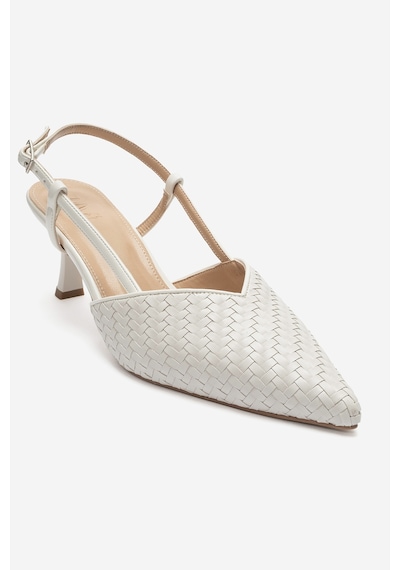Luvi Shoes Mavero Ekru Örgü Kadın Topuklu Ayakkabı