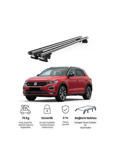 Venüs Volkswagen T-roc 2017 Ve Sonrası Uyumlu Gri Ara Atkı Port Bagaj Tavan Barı