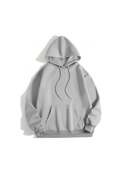 Mbb E-ticaret Erkek 3 İplik Pamuklu Kapüşonlu Kanguru Cepli Sweatshirt Hoodie - Boyalı Gri