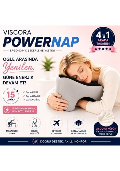 Viscora Powernap Ergonomik Masaüstü Uyku Ve Kaylule Yastığı Öğle Arası Uyku Ve Şekerleme Yastığı Boyun, Kol Ve Yüz Destekli Konfor