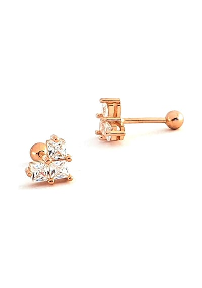 Pırlanta Parlaklığında Zirkon Taşlı 925ayar Gümüş Rose Kalp Figürlü Tragus Piercing Altın 16610564
